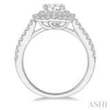 1.00 ctw Round Cut Center Stone Diamond Ladies Engagement Ring in 14K White Gold