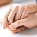 3/8 ctw Emerald Shape Engagement Ring with 1/4 Ct Emerald Cut Center Stone in 14K White Gold
