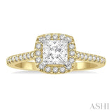 1/6 ctw Square Shape Diamond Semi-Mount Engagement Ring in 14K Yellow and White Gold