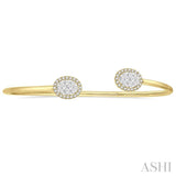 Oval Shape Lovebright Essential Cuff Open Diamond Bangle