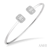 5/8 ctw Emerald Shape Lovebright Open Cuff Diamond Bangle in 14K White Gold