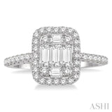 1.00 ctw Baguette & Round Cut Fusion Diamond Ring in 14K White Gold