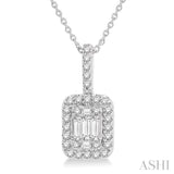 1/2 Ctw Baguette & Round Cut Fusion Diamond Pendant in 14K White Gold