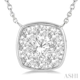 1/2 ctw Cushion Shape Lovebright Diamond Pendant With Chain in 14K White Gold