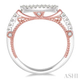 1/5 ctw U-Shape Crevice Round Cut Diamond Wedding Band in 14K White and Rose Gold