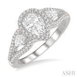 Pear Shape Past Present & Future Diamond Engagement Ring