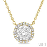 1 ctw Circular Round Cut Diamond Lovebright Necklace in 14K Yellow and White Gold