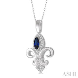 Fleur De Lis Gemstone & Diamond Pendant