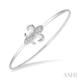 Silver Fleur De Lis Diamond Flexi Fashion Bangle