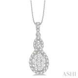 3/4 ctw Oval Shape Lovebright Round Cut Diamond Pendant in 14K White Gold