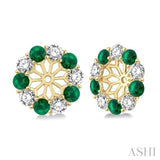 2.65 MM Round Cut Emerald and 3/4 Ctw Round Cut Diamond Precious Earrings Jacket in 14K Yellow Gold