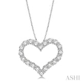 1 Ctw Heart Shape Round Cut Diamond Pendant With Chain in 14K White Gold