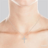 1/4 ctw Round Cut Diamond Cross Pendant in 14K White Gold with Chain