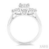 1.00 ctw Triple Circular Head Lovebright Round Cut Diamond Ring in 14K White Gold