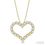 1 Ctw Heart Shape Round Cut Diamond Pendant With Chain in 14K Yellow Gold