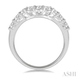 1.00 ctw U-Drop Round Cut Diamond Wedding Band in 14K White Gold