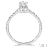 1/2 ctw Round Cut Diamond Engagement Ring With 1/4 ct Princess Cut Center Stone in 14K White Gold