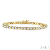 6 Ctw Square Shape Round Cut Diamond Tennis Bracelet in 14K Yellow Gold