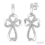 Silver Cross & Heart Shape Diamond Fashion Earrings