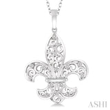 Silver Fleur De Lis Diamond Pendant