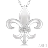 Silver Fleur De Lis Diamond Pendant