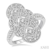 1/2 Ctw Floral Geometry Round Cut Diamond Ladies Ring in 14K White Gold