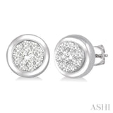 1/3 Ctw Round Cut Diamond Lovebright Stud Earrings in 14K White Gold