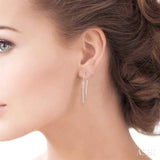 Vertical Bar Petite Diamond Fashion Earrings