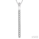 1/10 Ctw Straight Bar Round Cut Diamond Petite Pendant With Chain in 10K White Gold