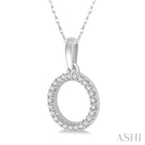 1/10 Ctw Hollow Cut Circle Round Cut Diamond Petite Pendant With Chain in 10K White Gold