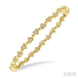 1/4 Ctw Heart Charm Round Cut Diamond Stackable Bangle in 14K Yellow Gold