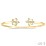 Stackable Fleur De Lis Diamond Open Cuff Bangle