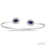 Stackable Oval Shape Gemstone & Diamond Flexi Open Cuff Bangle