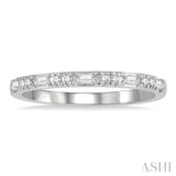 1/6 ctw Baguette and Round Cut Diamond Stack Band in 14K White Gold