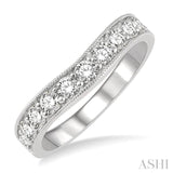 3/4 Ctw Arched Round Cut Diamond Wedding Band in 14K White Gold