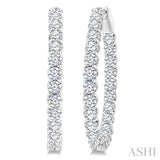 5 Ctw Inside-Out Round Cut Diamond Oval Shape Hoop Earrings in 14K White Gold