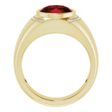 14K Yellow Natural Mozambique Garnet & 1/8 CTW Natural Diamond Ring