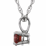 14K White 3 mm Imitation Mozambique Garnet Youth Solitaire 14
