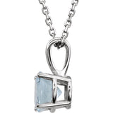 14K White 3 mm Imitation Aquamarine Youth Solitaire 14