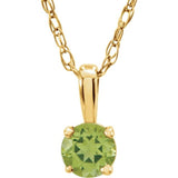 14K Yellow 3 mm Imitation Peridot Youth Solitaire 14