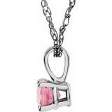 14K White 3 mm Imitation Pink Tourmaline Youth Solitaire 14