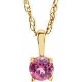 14K Yellow 3 mm Imitation Pink Tourmaline Youth Solitaire 14