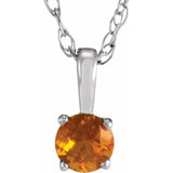 14K White 3 mm Imitation Citrine Youth Solitaire 14
