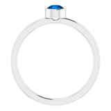 14K White 4 mm Lab-Grown Blue Sapphire Ring
