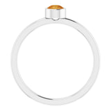 14K White 4 mm Natural Citrine Ring