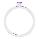14K White 4 mm Natural Amethyst Ring