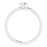 14K White 4 mm Natural White Sapphire Ring