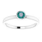 14K White 4 mm Lab-Grown Alexandrite Ring