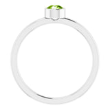 14K White 4 mm Natural Peridot Ring