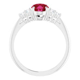 Sterling Silver Lab-Grown Ruby & 1/4 CTW Natural Diamond Ring